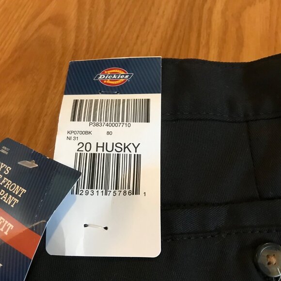 Dickies Khaki Pants Boys Flat Front Classic Fit 20 Husky Adjustable Waist Black - Picture 4 of 8